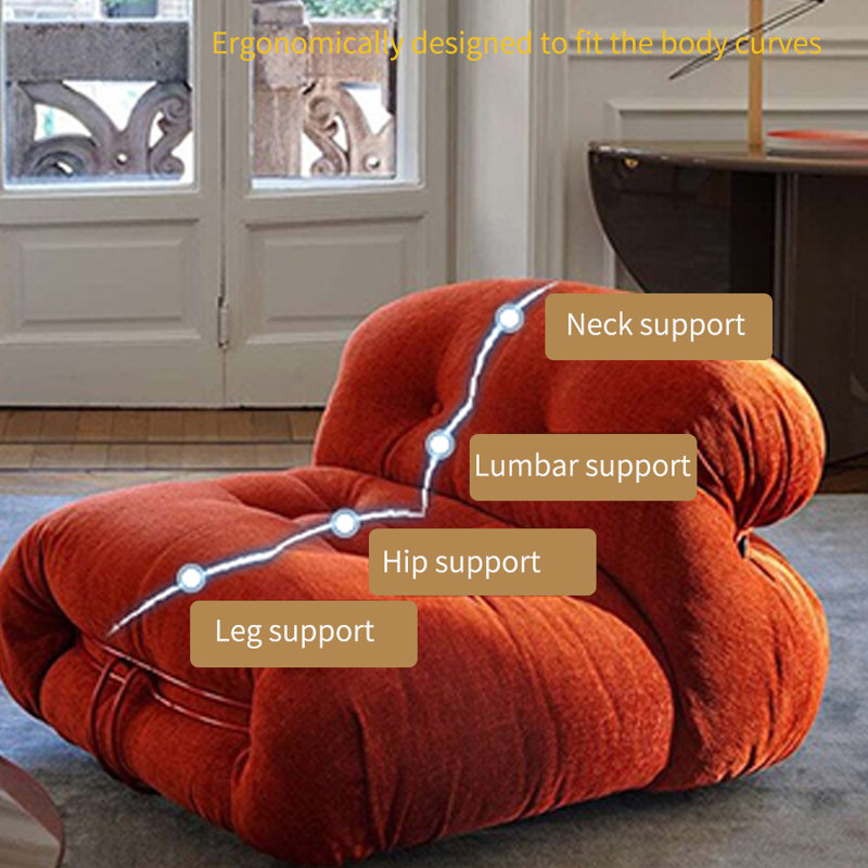 Fauteuil de loisir léger en flanelle capitonnée, Rouge