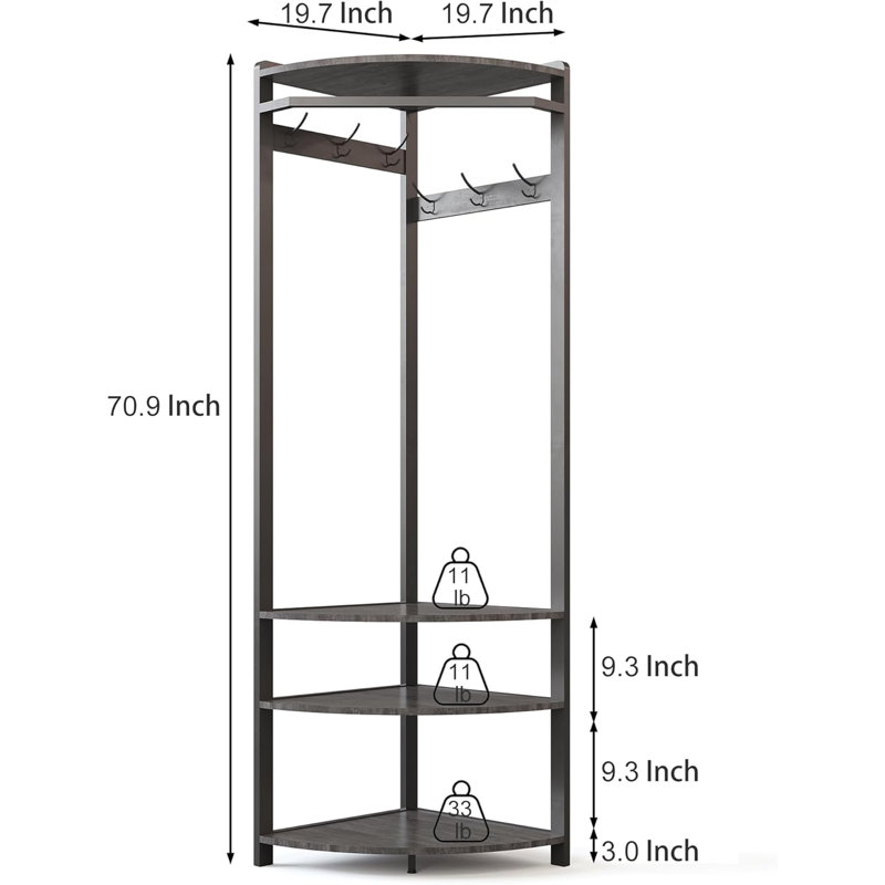 Hall Tree 50cm Wide, Grey