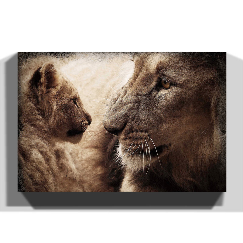 Lion Cub and Mother - Wrapped Canvas, 70cm H x 100cm W