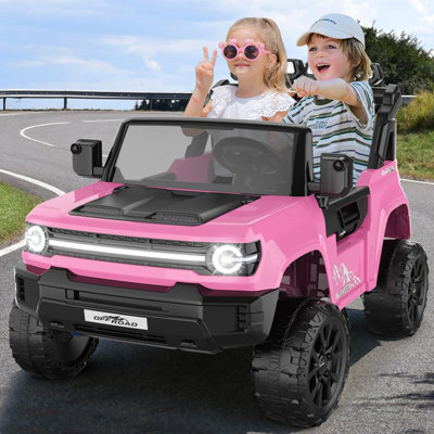 2 Seater 24V Ride On Toys For Kids, Outdoor Power Wheels With Remote Control, Electric Vehicle, 4×200W Strong Motors, XXL 22'' Seat, Long LED Lights/Shock Springs/Rear Storage/Dashboard