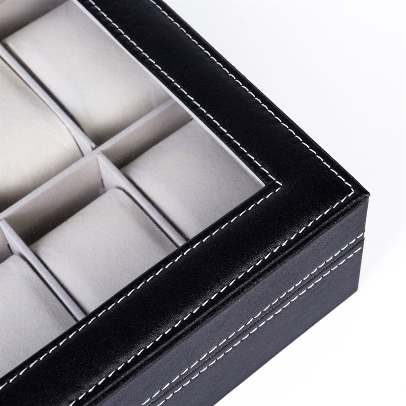 Boîte de rangement en cuir 12 compartiments à ouverture supérieure, 3,15 po x 11,81 po x 7,87 po