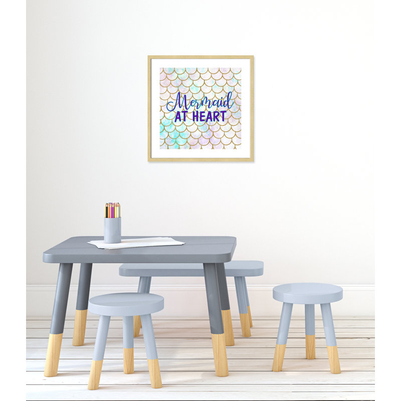 Sirène au coeur, H 23,5 po x l 23,5 po x P 1,19 po, Cadre boîte champagne clair