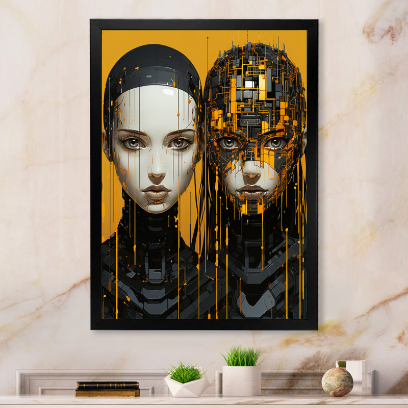 " Android Evolution ", Black Single Picture Framed, 32'' H x 16'' W x 1" D