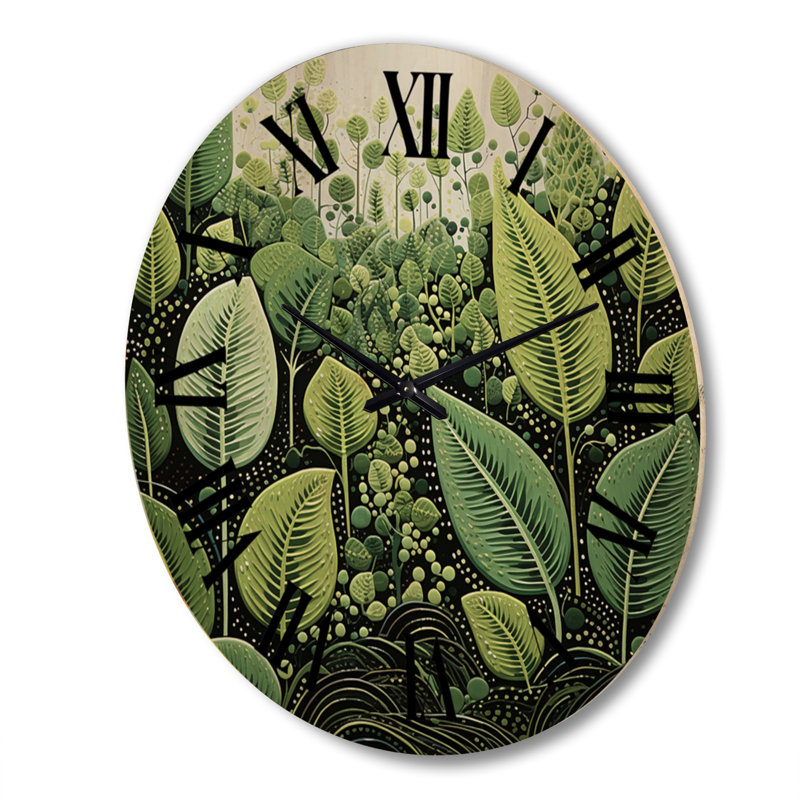 Horloge murale Ferns Plant Graceful Curves I - Floral, Très grand
