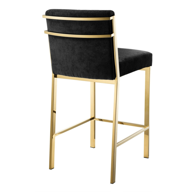 Scott Upholstered Stool with Metal Frame, Counter Stool (26” Seat Height), Gold