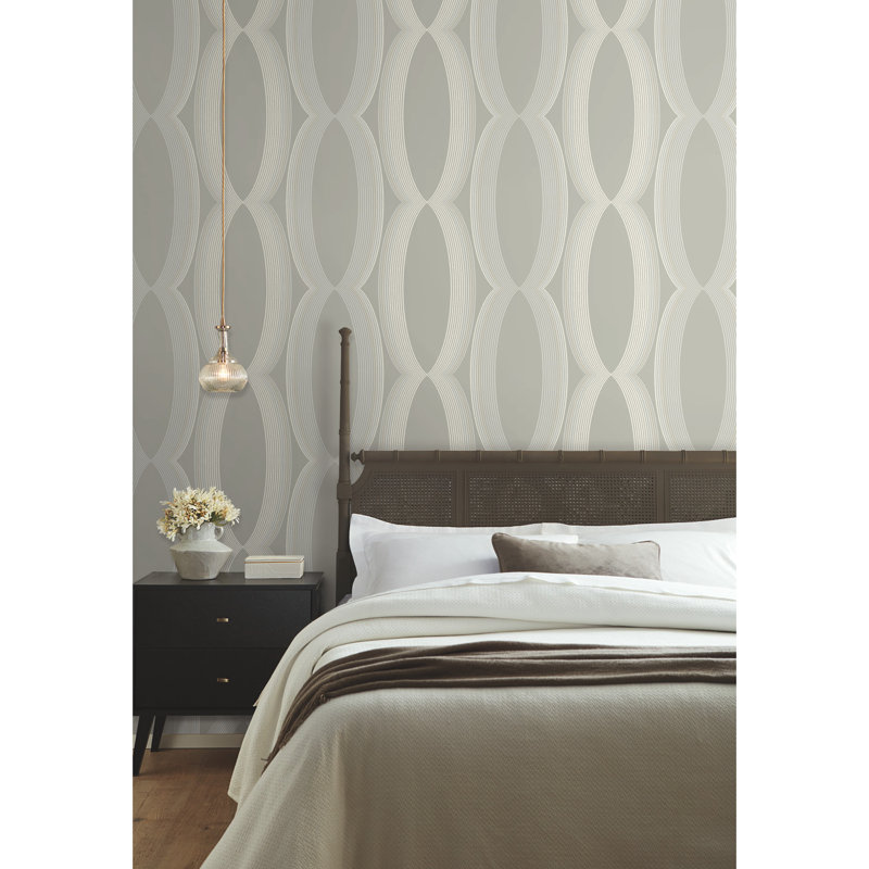 Progression Ogee Wallpaper Roll, Light Neutral