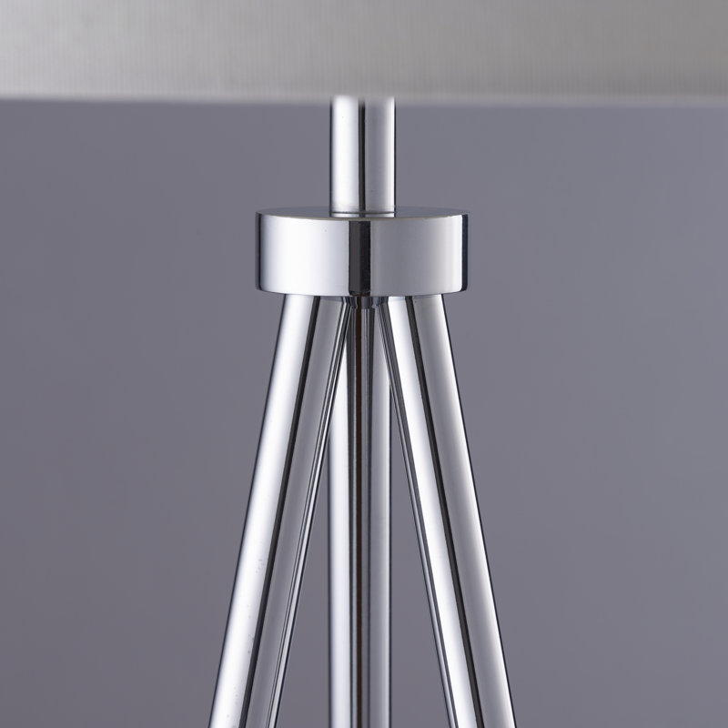 Madeline 152.5cm Tripod Floor Lamp, Chrome/Ivory
