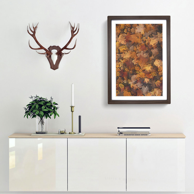 Fallen Leaves - Picture Frame Graphic Art Print, Walnut, 50cm H x 35cm W x 2cm D