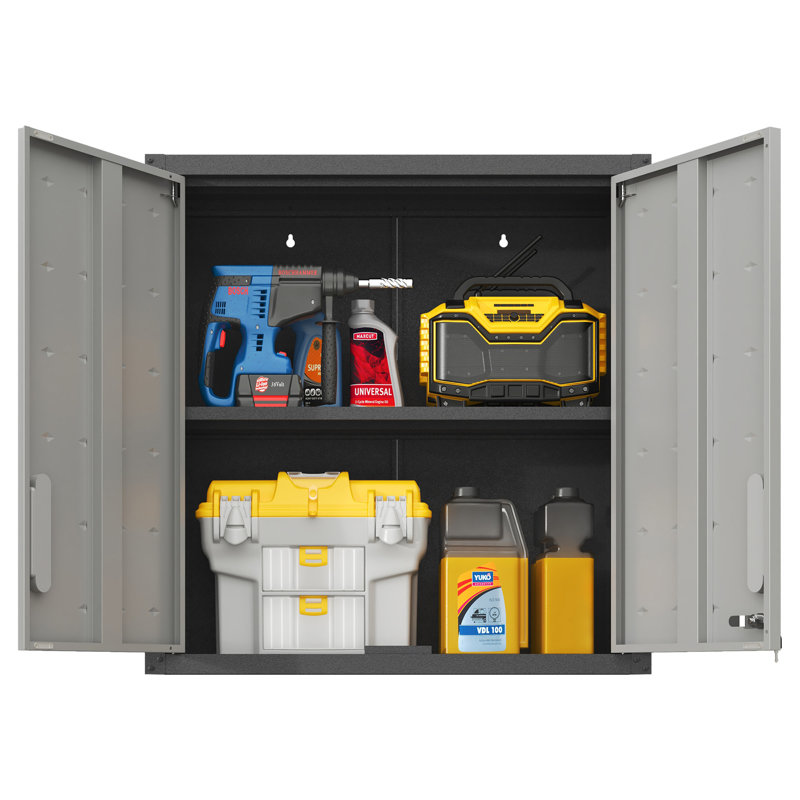 Metal Wall-Mounted Tool Storage Cabinet with Locking Door and 1 Shelf  for Garage Warehouse,Office,Assembly Required
