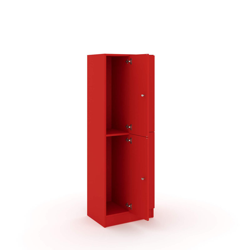 Armoire de salle de classe triple à six compartiments avec porte, Rouge tulipe, 4, 72" H x 24" W x 17" D