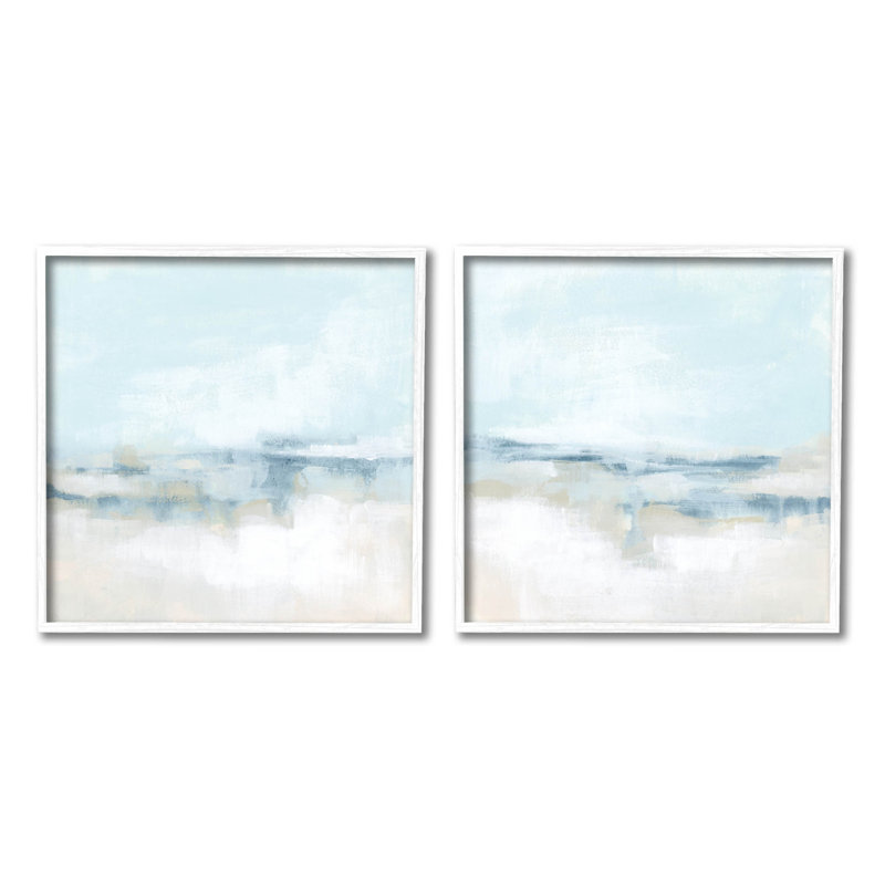 "Abstract Blue Atmospheric Landscape", ensemble de 2 impressions sur toile encadrées et giclées par June Erica Vess