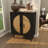 Maxfield Wood Geometric Cane Front 1 Shelf and 2 Doors Geometric Black Cabinet