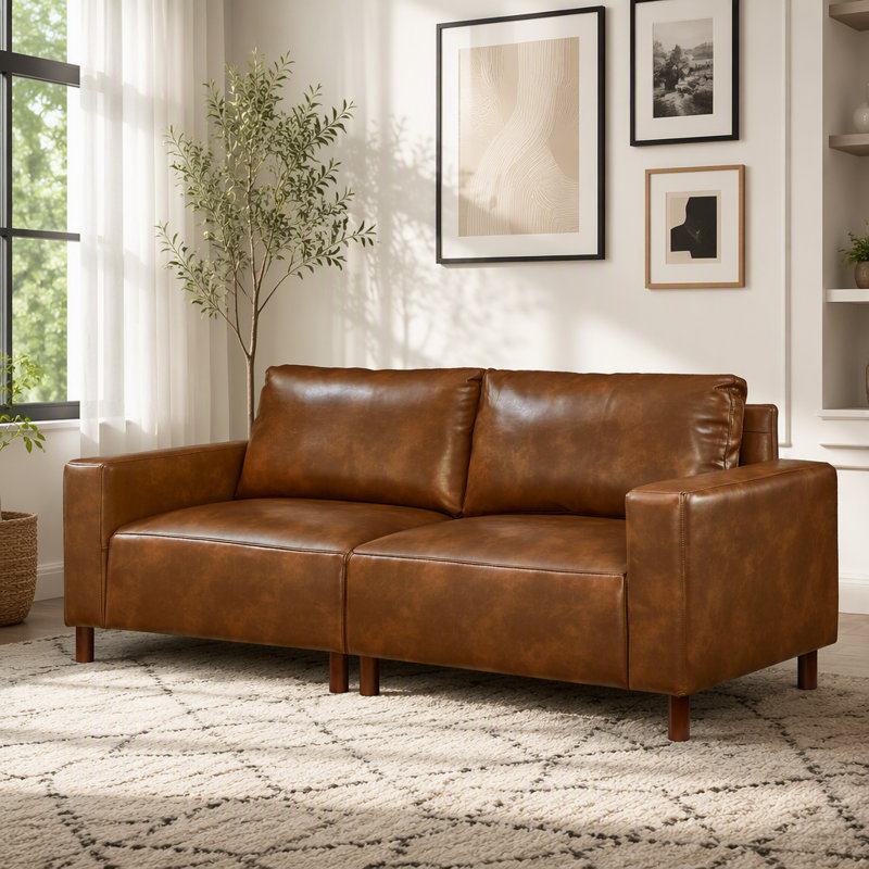 Grand canapé 78,5 po en similicuir PU, 2, Brown-2Seat