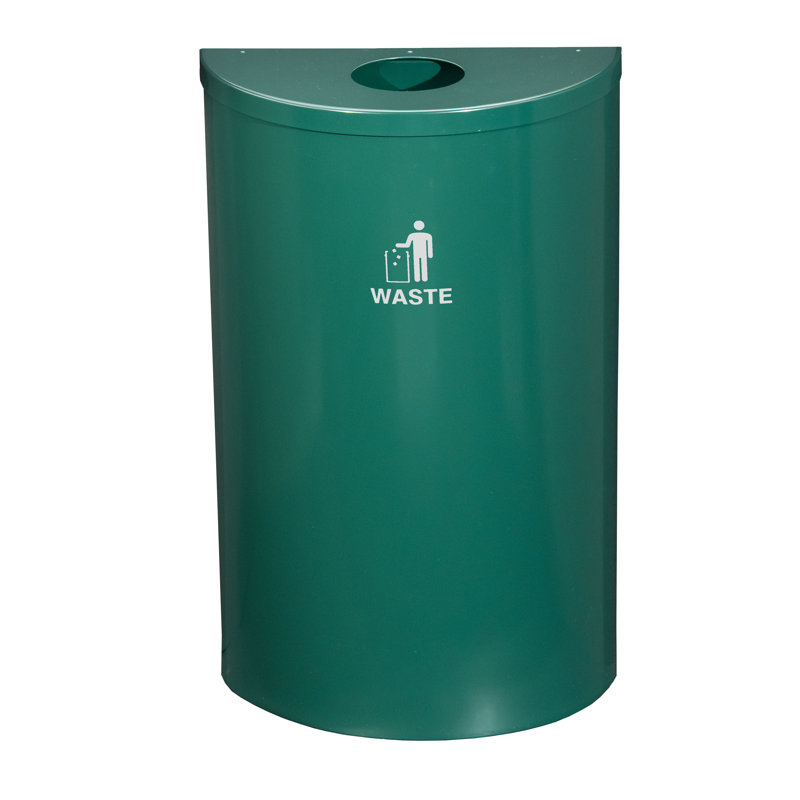 Steel Open Kitchen Trash Can, Hunter Green, 14, 30" H x 18" W x 9" D