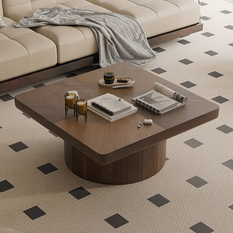 34.6" Square Coffee Table for Living Room, Walnut