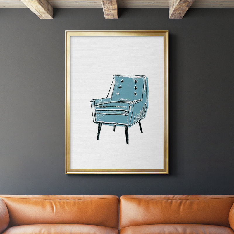 «Take A Seat X», reproduction encadrée de qualité supérieure - prête à être accrochée, Papier avec cadre doré