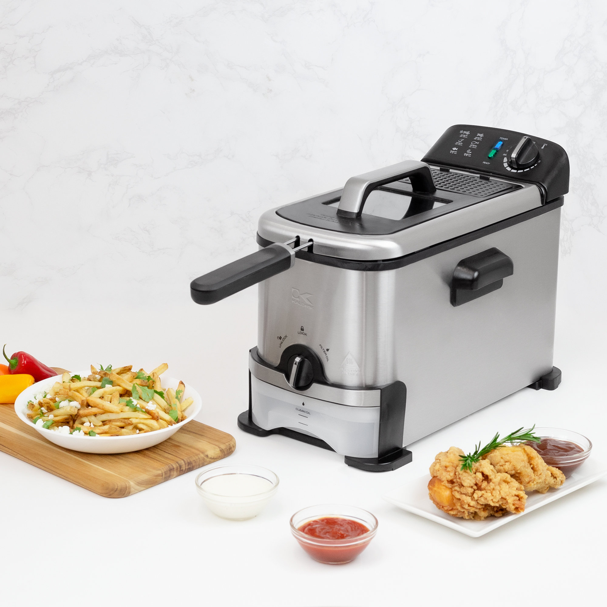 Kalorik® Kalorik 3.2 Quart Deep Fryer With Oil Filtration, Stainless