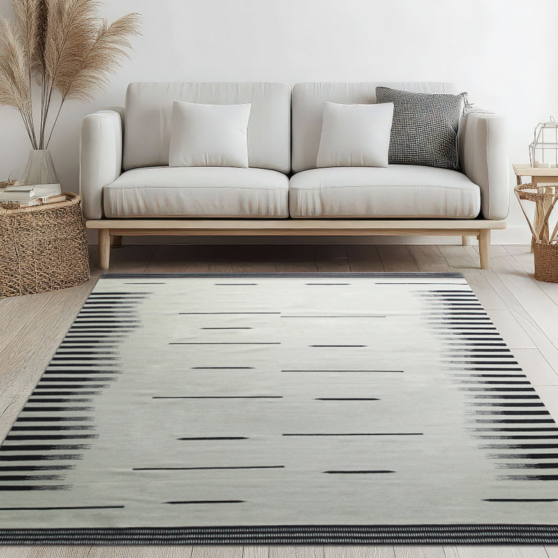 Tapis transitionnel tissé à la main beige / brun Lehnhard, Rectangulaire 8 pi x 10 pi