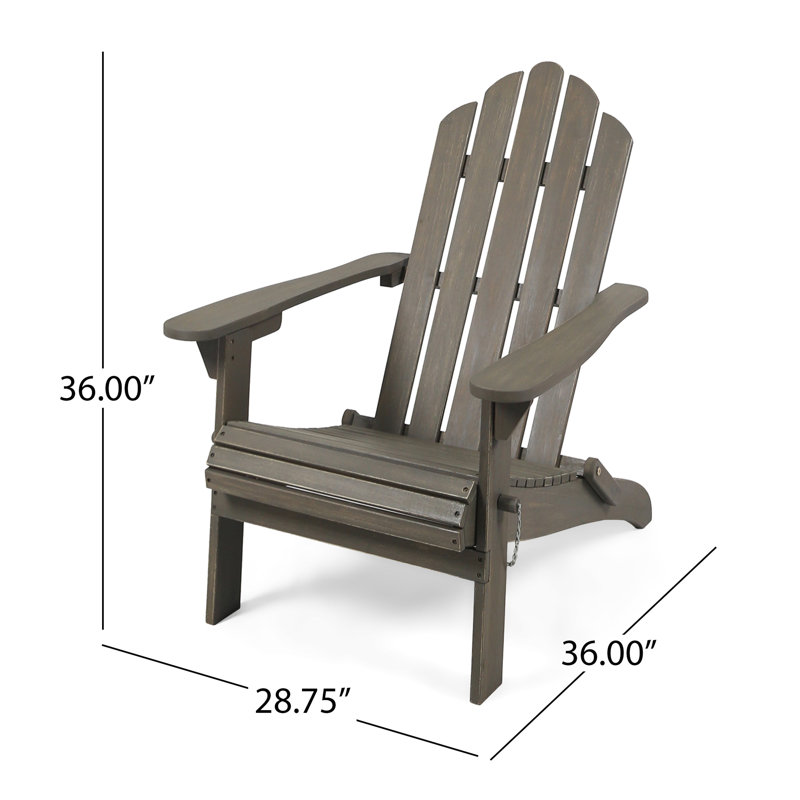 Lilwenn Foldable Outdoor Adirondack Chair, Gray