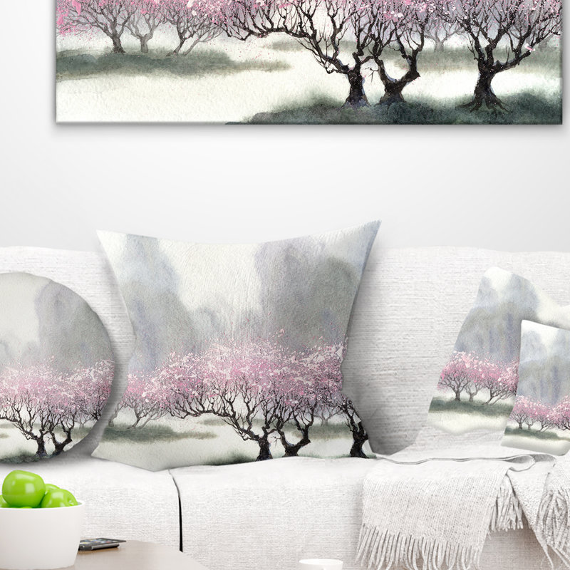 Coussins de paysage au printemps, 18 po x 18 po, Carré
