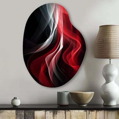Christienne - Waves Unique Shape Metal Wall Art, Red Asymmetrical Metal Art Print