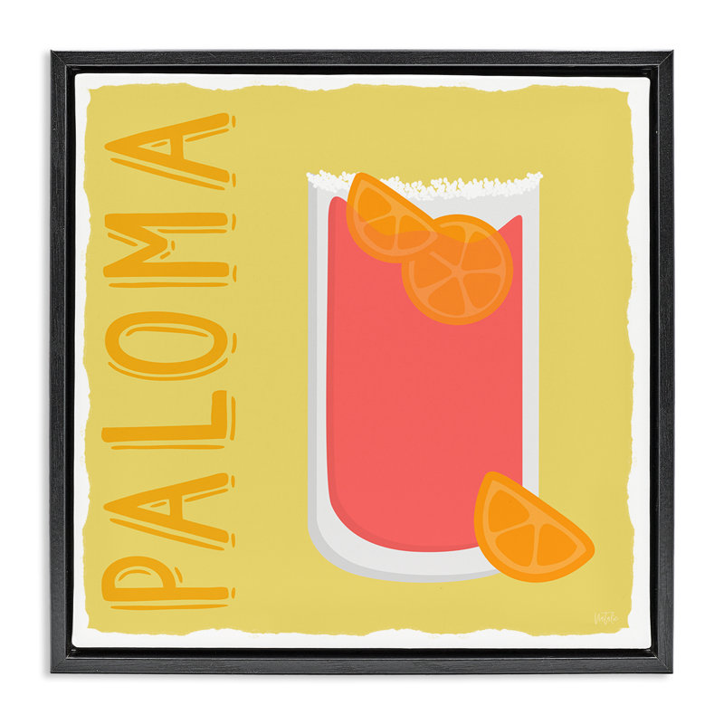 «Paloma Cocktail Drink Floater», art mural par Natalie Carpentieri, Cadre flottant noir de jais, H 18 po x l 18 po