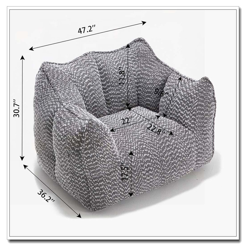 Fauteuil à billes en chenille, Gris