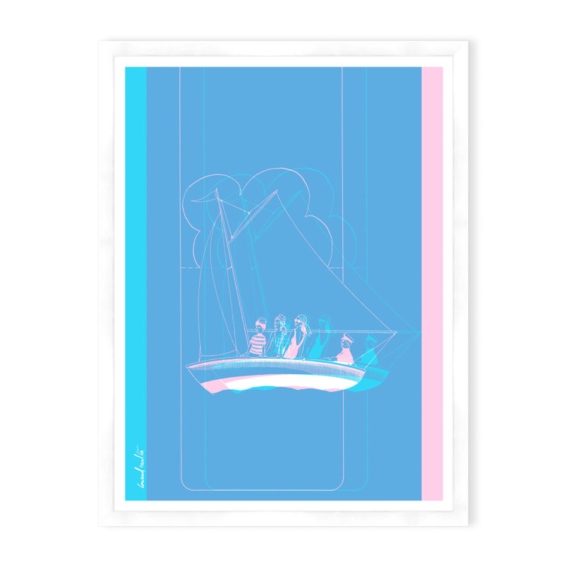 Family Boating In Pastels Print
