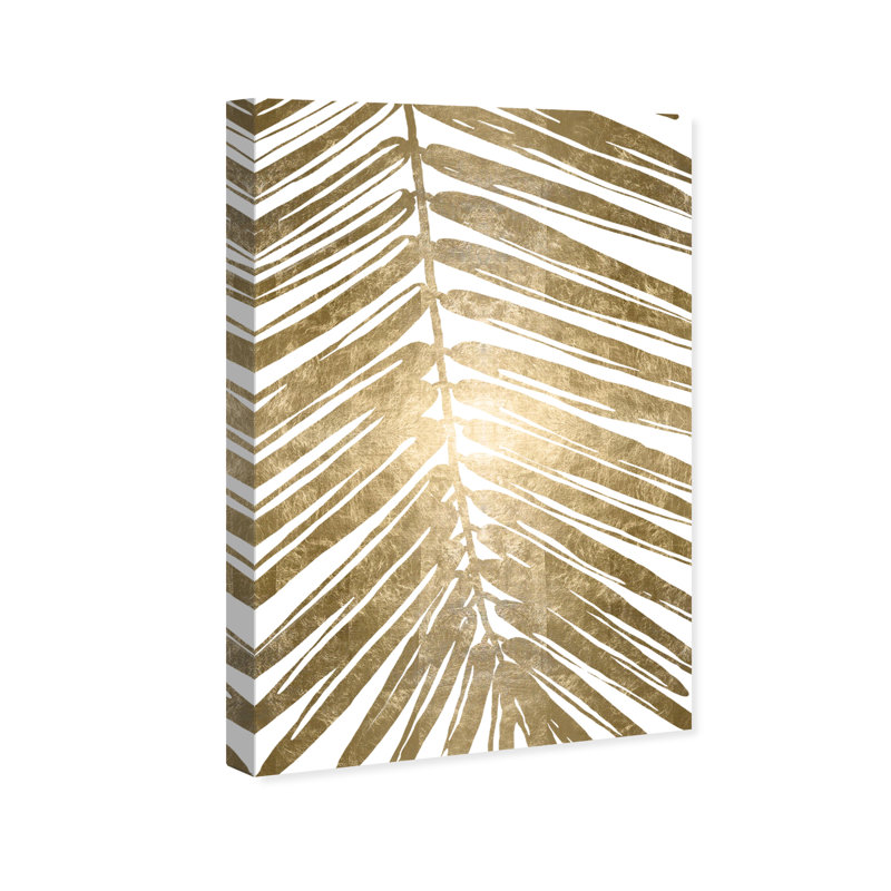 «Gold Tropical Leaves IV Gold Metallic», impression, H 15 po x l 10 po x P 1,5 po, Toile tendue