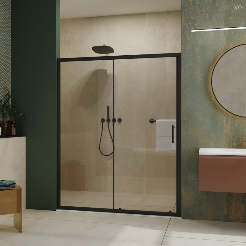 60.In W X 72.In H Single Sliding Shower Door, 1/5 Inch Thick Clear Tempered Glass Shower Door With Stainless Steel Handle