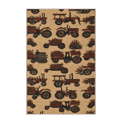 Machine Washable Transportation Brown Area Rug