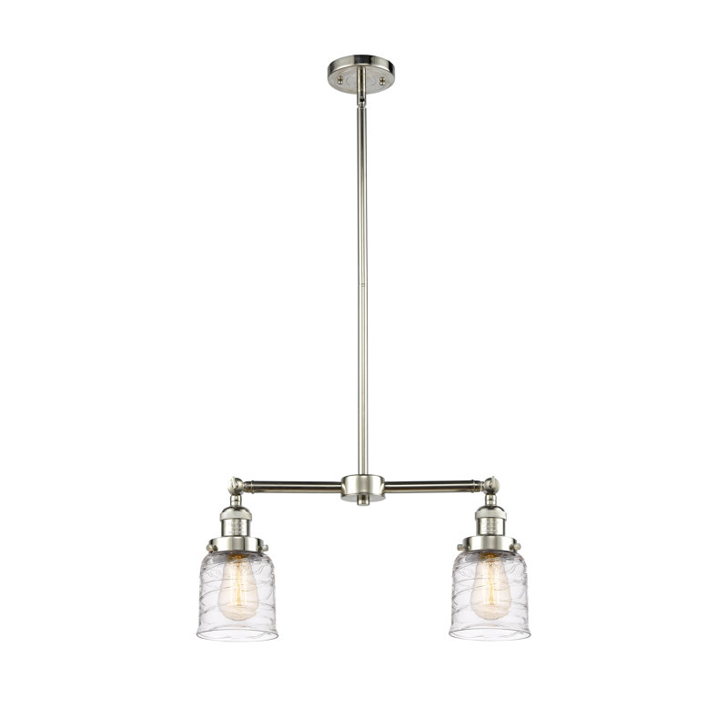 Luminaire suspendu linéaire à 2 lumières pour îlot de cuisine Harue, DEL, Nickel poli