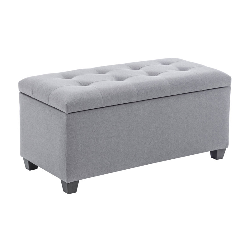 Teodula Fabric Upholstered Storage Bench, Gray