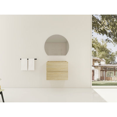 24 Inch Wall-Mounted Bathroom Vanity with Soft-Close Drawer and Ample Storage, Perfect for Modern Bathrooms
