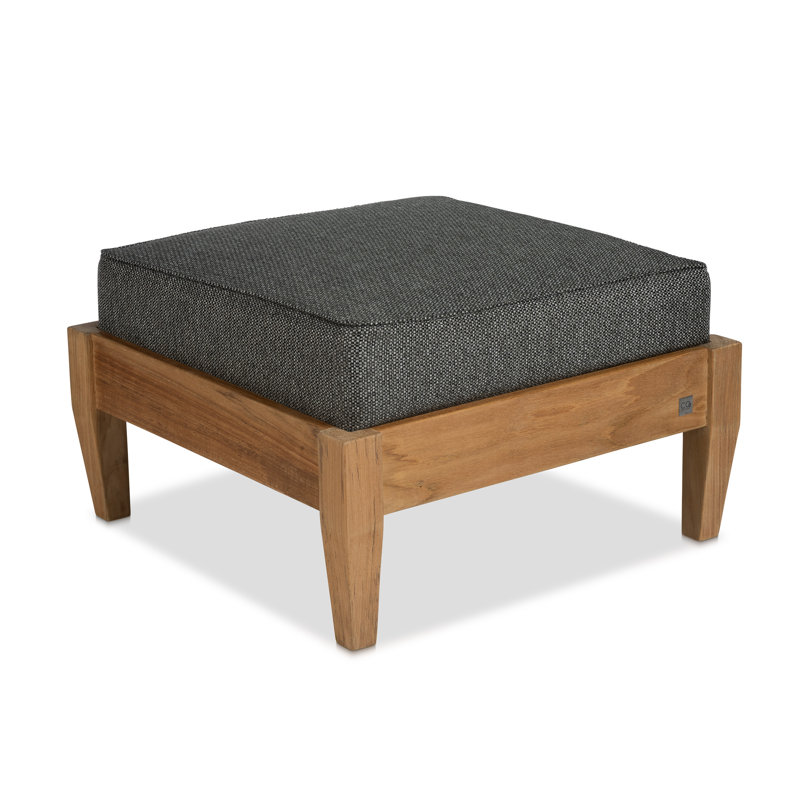 Newport Outdoor Teak Ottoman, Dark Gray