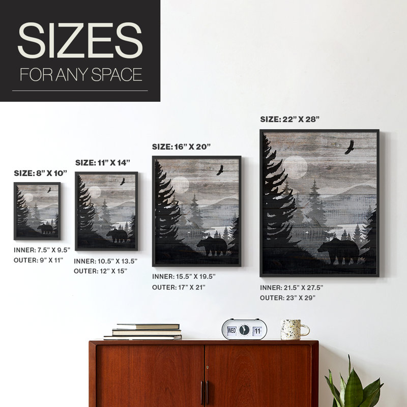 «Canadian Landscape Bear», reproduction encadrée en bois massif, Noir, noir, noir, noir, H 15 po x l 12 po