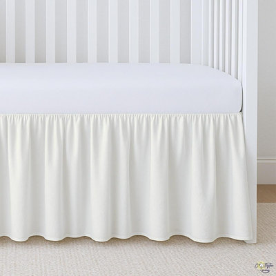 Ivory Crib Skirt Dust Ruffle, 100% Natural Cotton, Soft, Durable Nursery Crib Toddler Bedding Skirt For Baby Girls Or Boys, Fits Standard Cribs