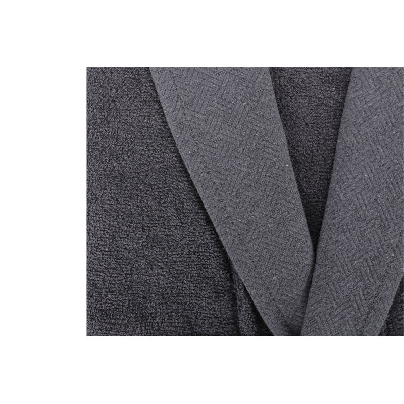 Peignoir au-dessus du genou 100% coton avec poches Leong, Gris foncé, L
