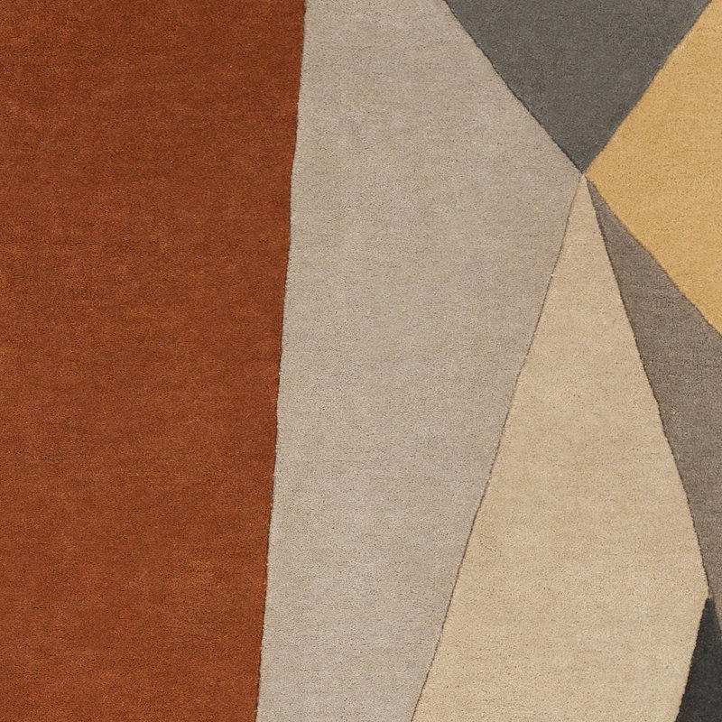 Tapis orange en laine touffeté à la main Jahiem, Rectangle 2 pi x 3 pi