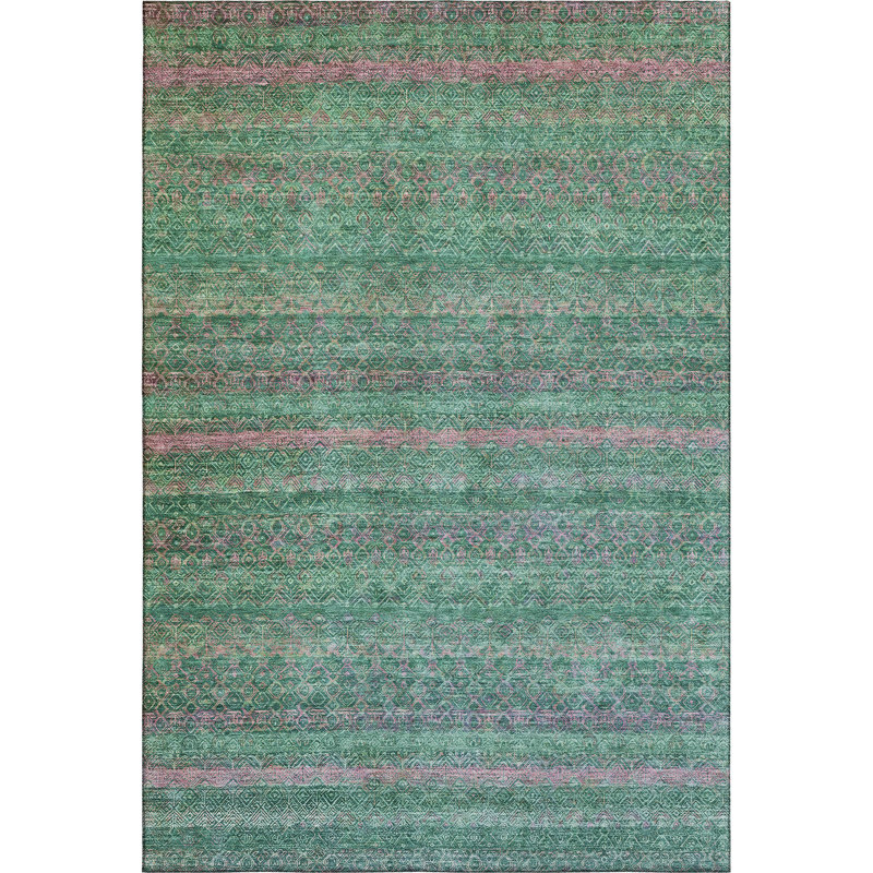 Premium Machine Washable Mayfield Striped Rug, Green, 10' x 14'