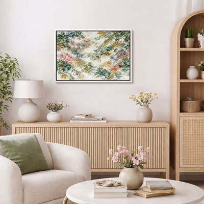 Soft Botanical Abstract Field Artwork, Living Room Bedroom Pictures, Framed Canvas Giclee Print Wall Art