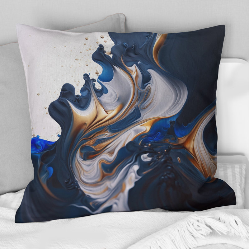 Ice Paint Splash V - Coussin décoratif à imprimé abstrait