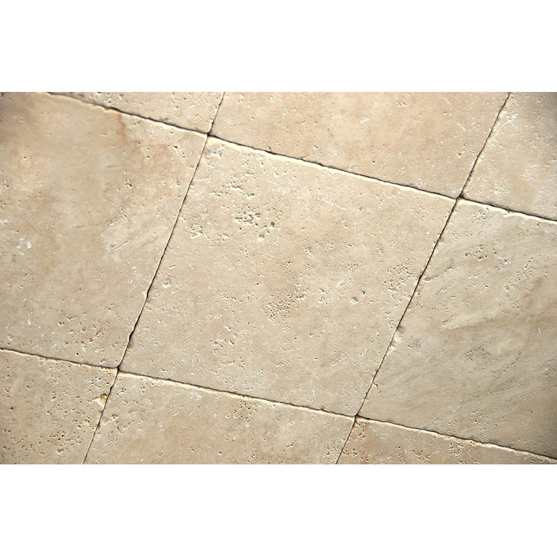 Travertine 12" x 12" Beveled Stone Look Tile
