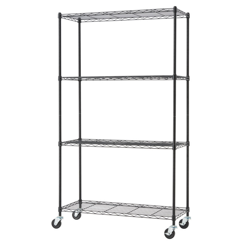  63” H x 36” W x 14” D 4-Tier Shelving Unit with Locking Casters