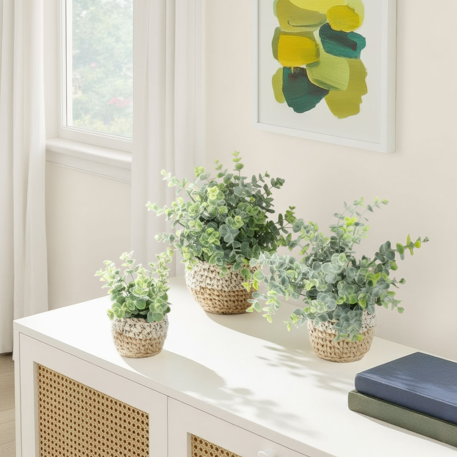 11'' Faux Eucalyptus Plant in Wicker/Rattan Pot