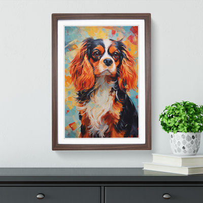 Cavalier King Charles Spaniel Hard Edge No.2 - Single Picture Frame Print on Wood