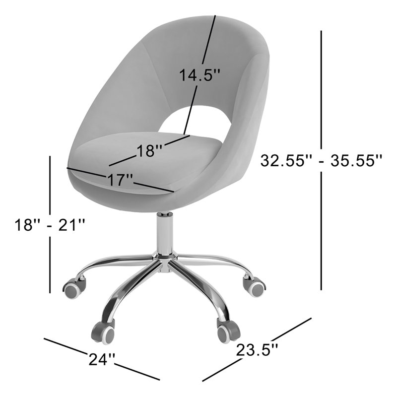 Chaise de travail Doreen, Velours vert
