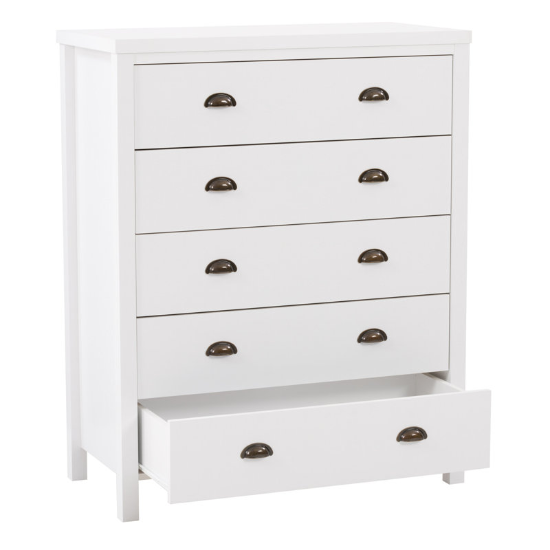Commode 5 tiroirs Humberto, Blanc