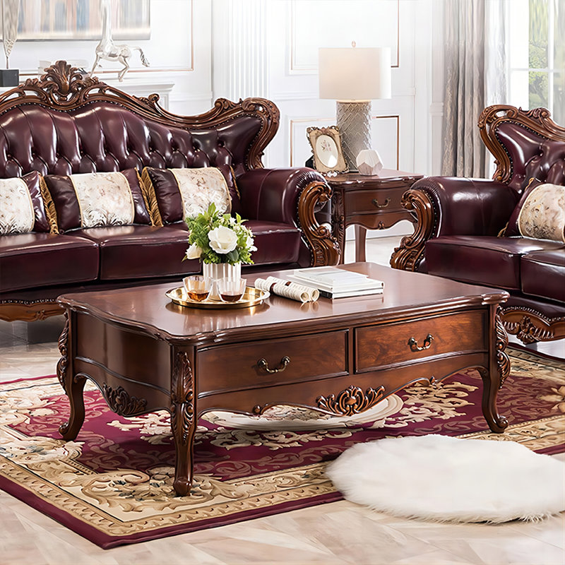 Brown Solid Wood Rectangular Coffee Table, 19.69" H x 51.18" W x 27.56" D
