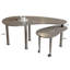 Table basse rotative contemporaine avec pieds en bois d'hévéa massif, table basse rotative à 360 degrés avec plateau brun en placage de grain de bois pour le salon, la chambre à coucher-135110590-135110594-135110596